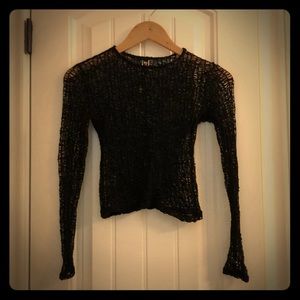 Black mesh crop top